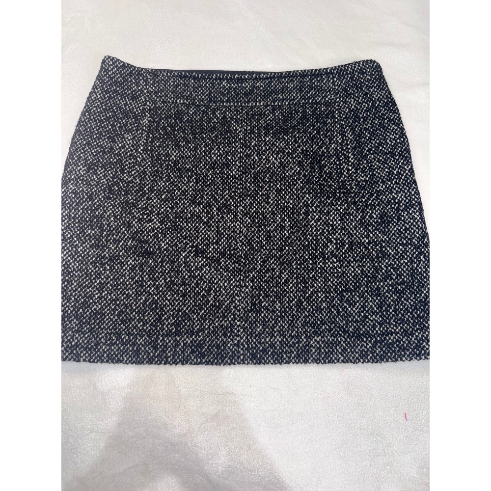 Banana Republic Womens Black White Tweed Mini Skirt Size 10 A-Line Woven Lined